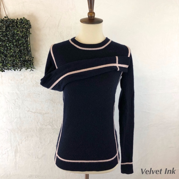J. Crew Sweaters - Cashmere Tee, Navy/Pink Crew Neck j. Crew